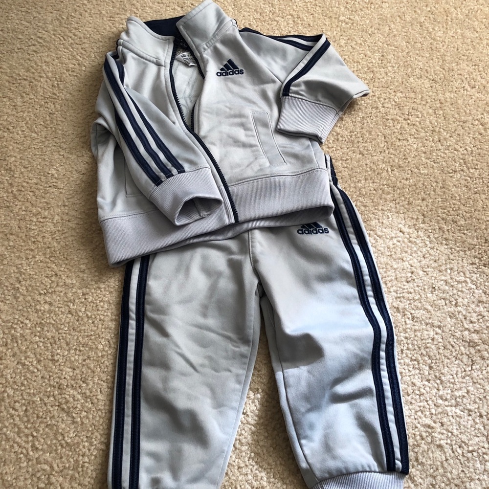 Adidas baby boy gray track suit